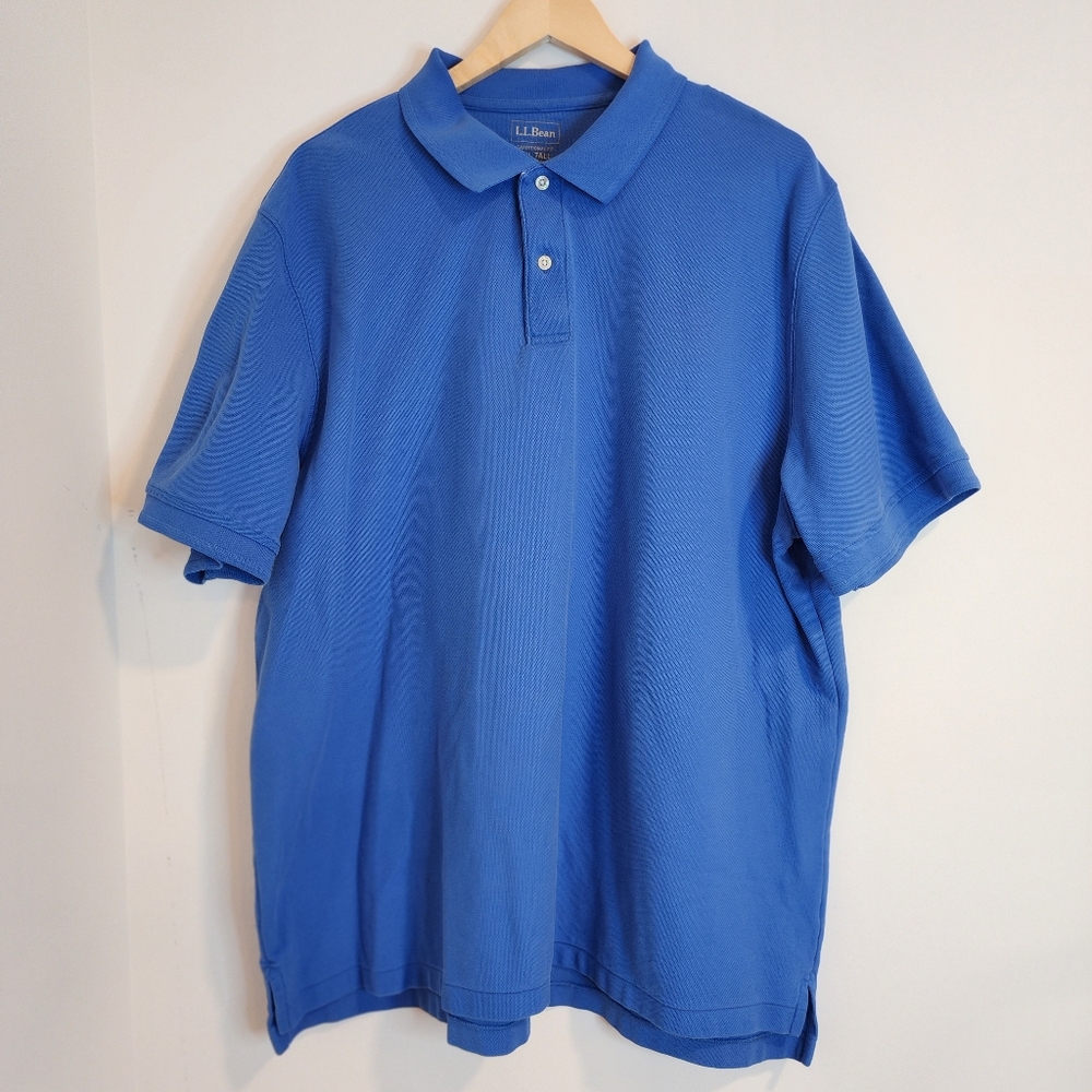 LL Bean Blue Polo Mens XXL Cotton Traditional Fit Short Sleeve
